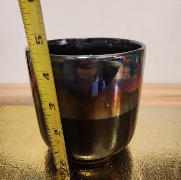 Oil slick glaze black plant pot vessel holder - Picture 3 of 4